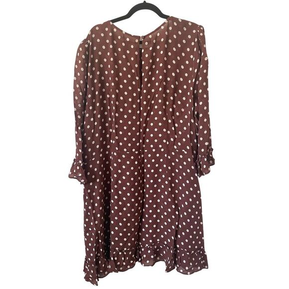 Reformation‎ Doutzen Dress Polka Dot Ruffles Retro Feminine Chocolate Brown 22 - Picture 7 of 10